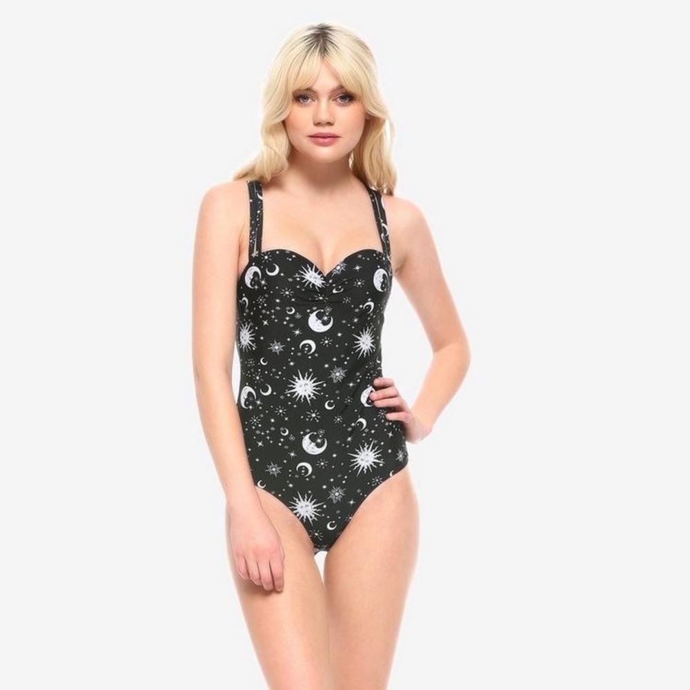 Hot Topic Black & White Celestial Swimsuit Size S Small